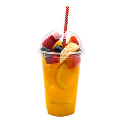 Basic Nature Round Clear PLA Plastic Dome Lid - Fits 20 oz Drinking Cups, Compostable - 1000 count box