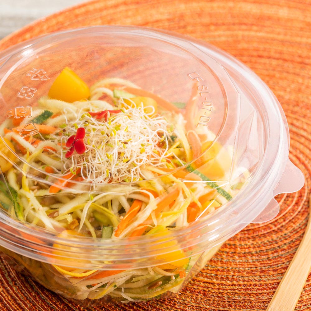 Basic Nature Round Clear PLA Plastic Lid - Fits 24 and 32 oz To Go Bowls, Compostable - 500 count box