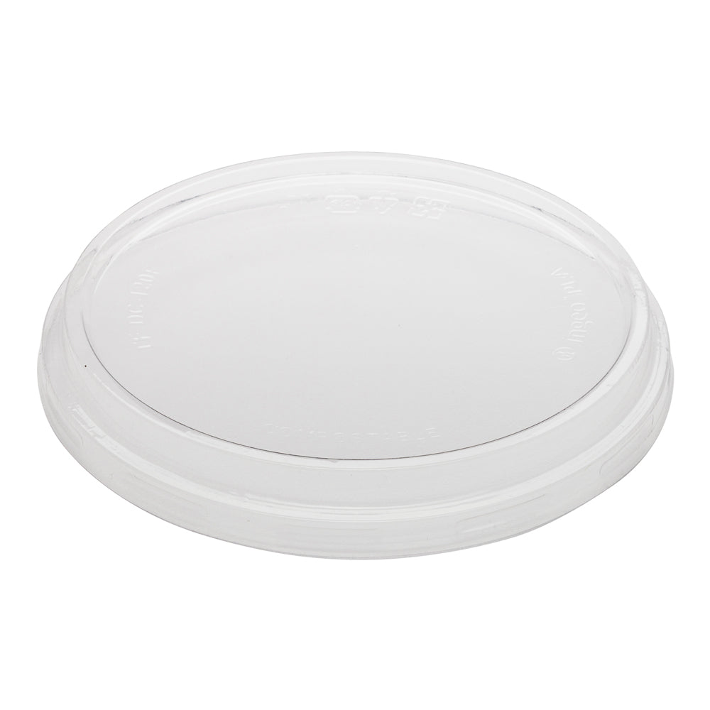 Basic Nature Round Clear PLA Plastic Flat Lid - Fits To Go Deli Container, Compostable - 500 count box
