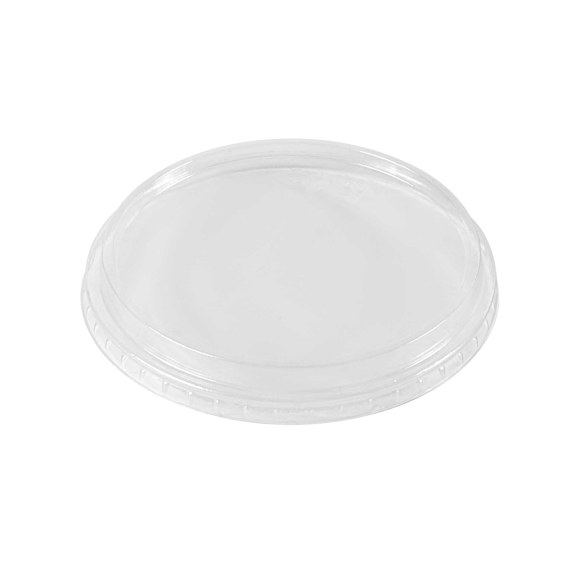 Basic Nature Round Clear Plastic Deli Container Flat Lid - Compostable - 4 1/2" x 4 1/2" x 3/4" - 50 count box