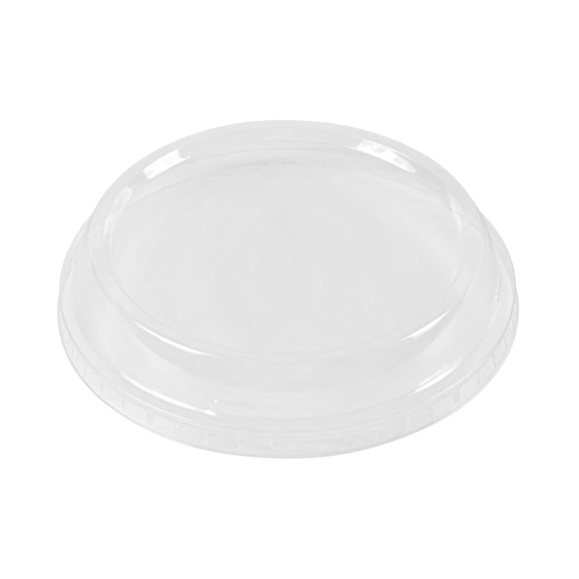 Basic Nature Round Clear Plastic Deli Container Dome Lid - Compostable - 4 1/2" x 4 1/2" x 1" - 50 count box