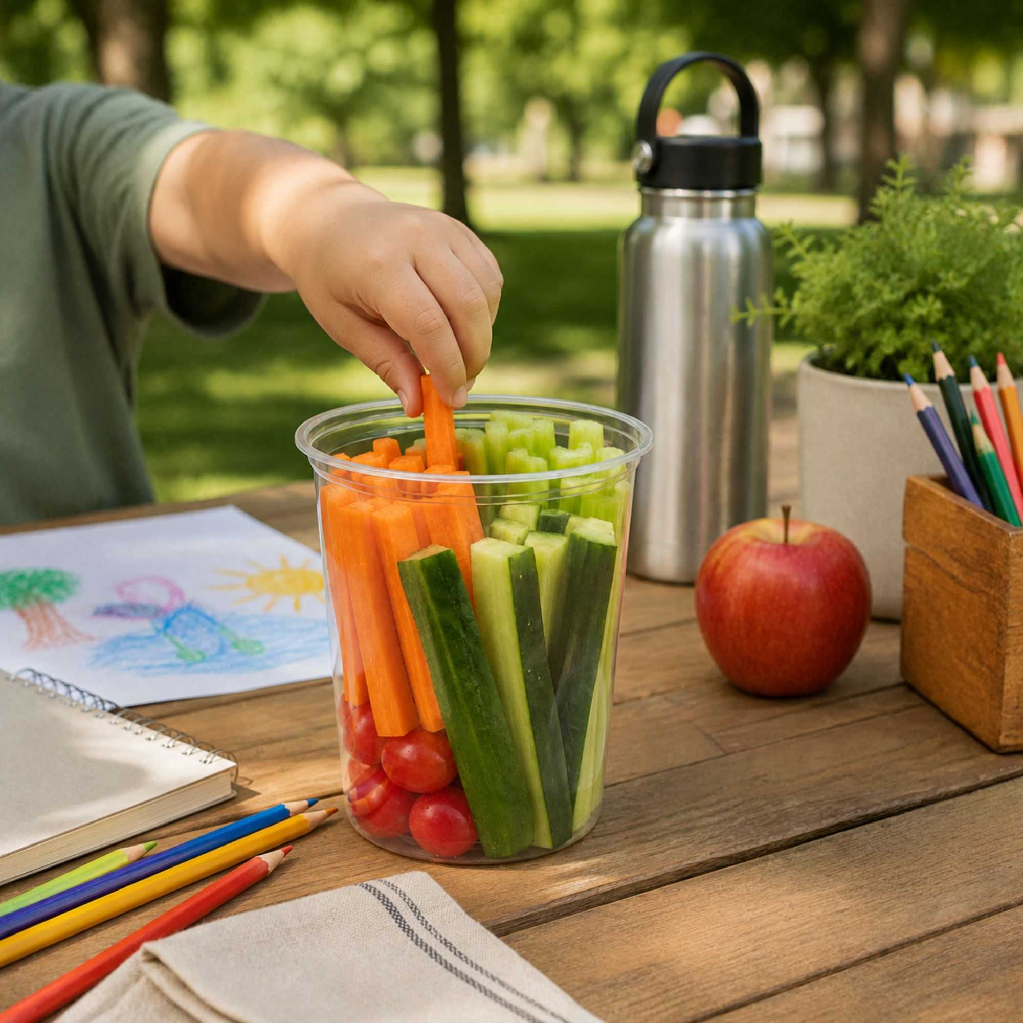 Basic Nature 32 oz Round Clear PLA Plastic To Go Deli Container - Compostable - 4 3/4" x 4 3/4" x 5 1/2" - 500 count box