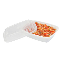 Asporto 16 oz Rectangle White Plastic To Go Box - with Clear Lid, Microwavable - 5 3/4