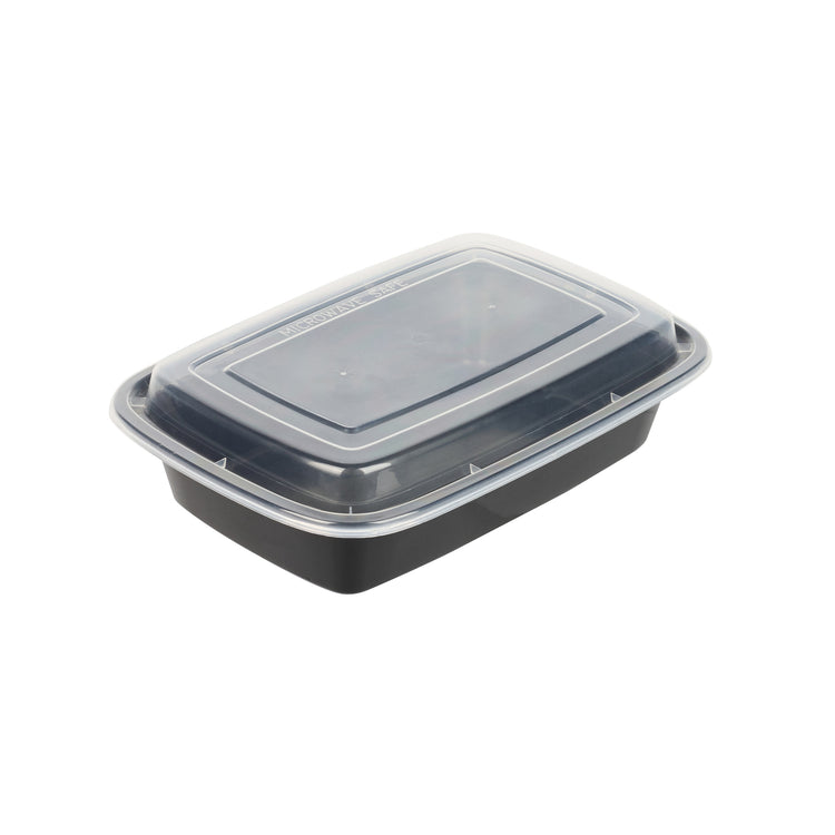 Plastic To-Go Containers And Lids - Rectangle - Black With Clear Lid ...