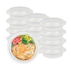 Asporto 16 oz Round White Plastic To Go Box - with Clear Lid, Microwavable - 6 1/4