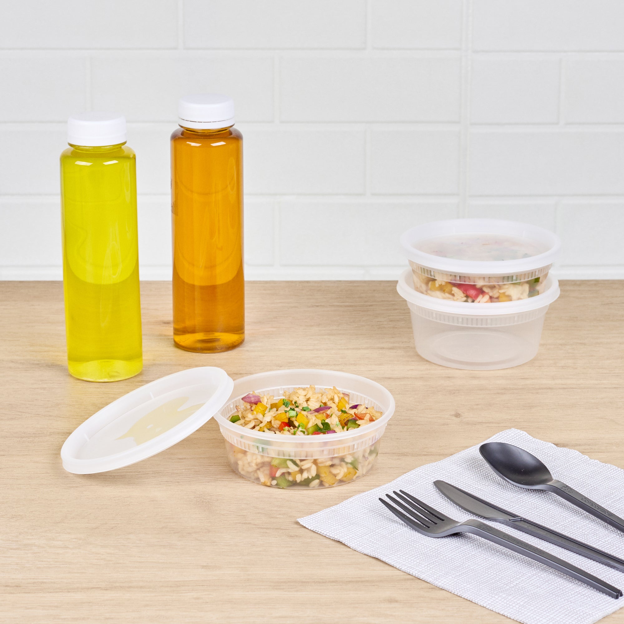 Container Powder Soup Asporto 8 oz Round Clear Plastic Soup Container - with Lid ...