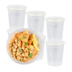 Asporto 32 oz Round Clear PP Soup Container - with Lid, Microwavable - 4 1/2