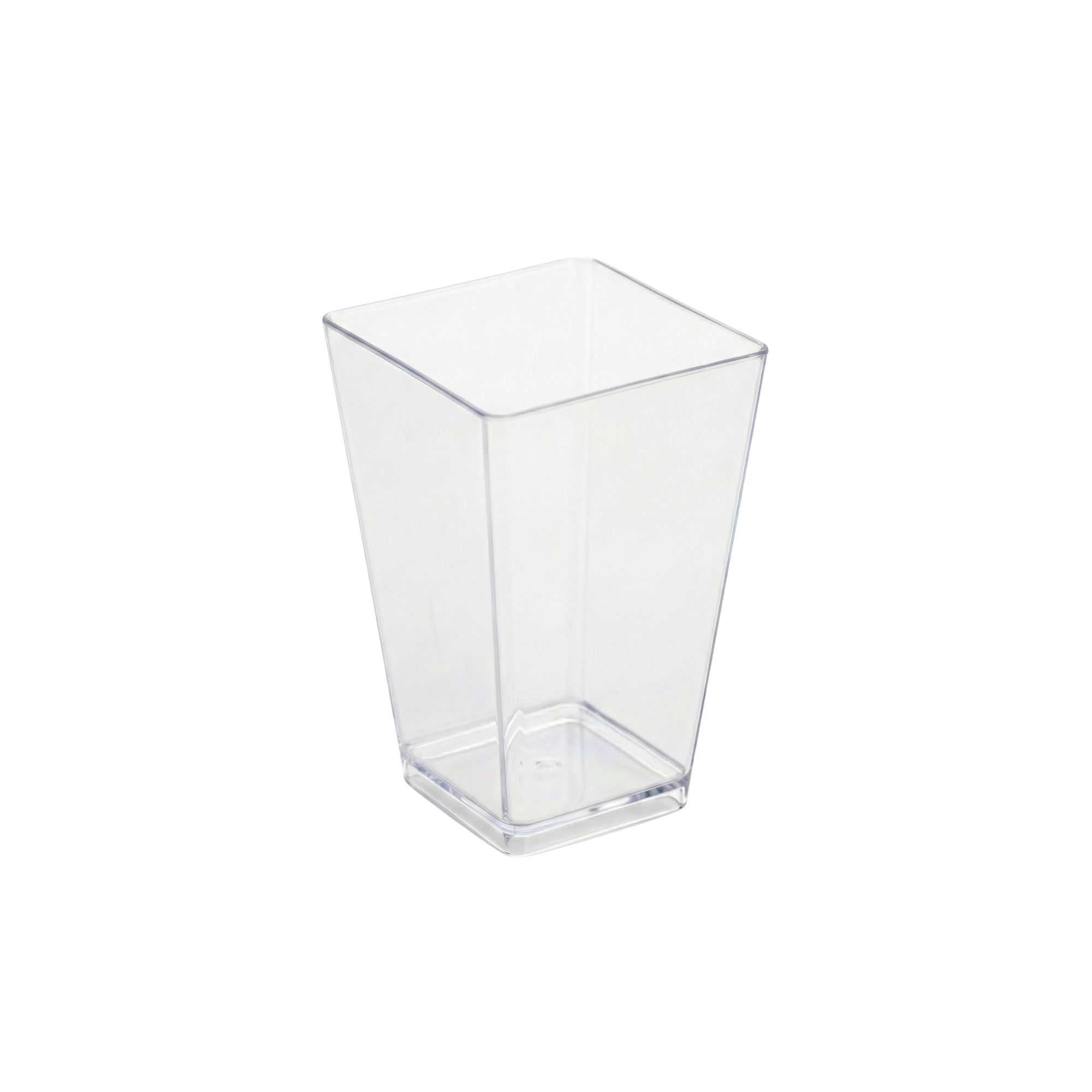 4 oz Square Clear Plastic Tall Medium Kova Cup - 2" x 2" x 3" - 40 count box