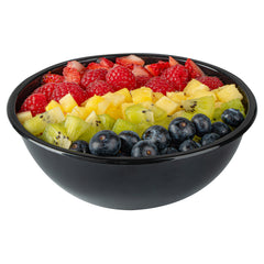 18 oz Round Black Plastic Salad Bowl - 6