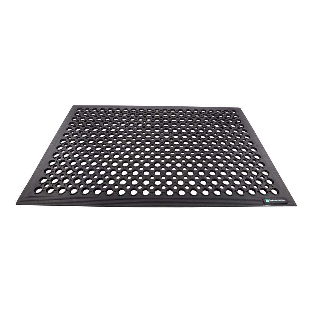 Serve Secure Rectangle Black Rubber Floor Mat - Beveled Edge - 60" x 36" x 1/2" - 100 count box
