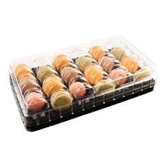 Shock Safe Rectangle Black Plastic Macaron Take Out Box - Fits 36 Macarons - 13 1/4