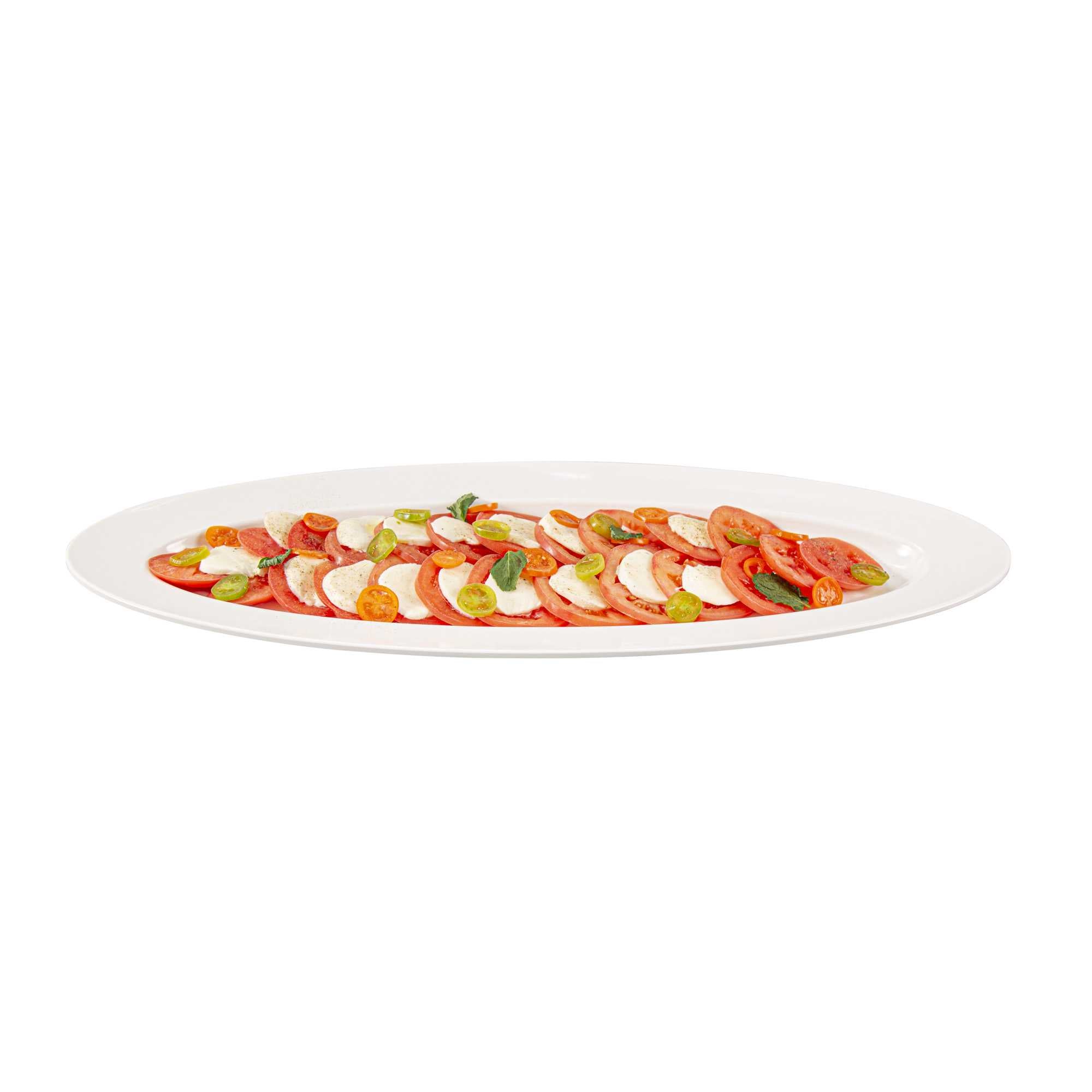 Voga Oval White Melamine Serving Plate - 23" x 9" x 1 3/4" - 16 count box