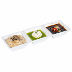 Voga 5 oz Square White Melamine Triplets Set - 8 3/4