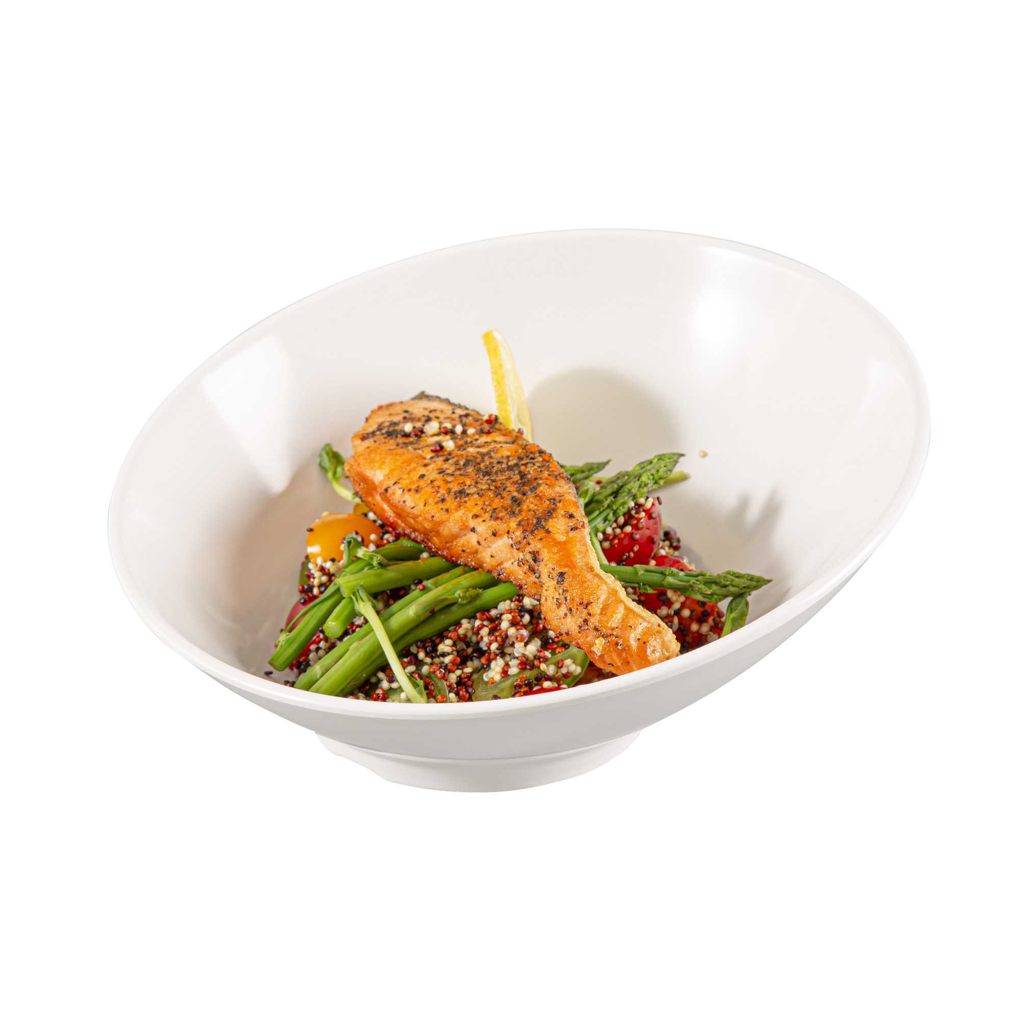 Voga 22 oz Round White Melamine Wide Bowl - Incline Face - 9" x 9" x 2" - 2 count box
