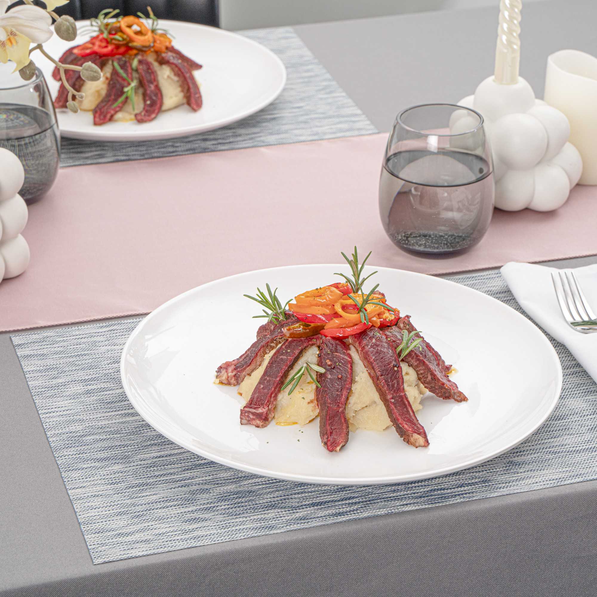 Voga Round White Melamine Extra Large Plate - Classic, Rimless - 12" x 12" x 1 1/4" - 10 count box