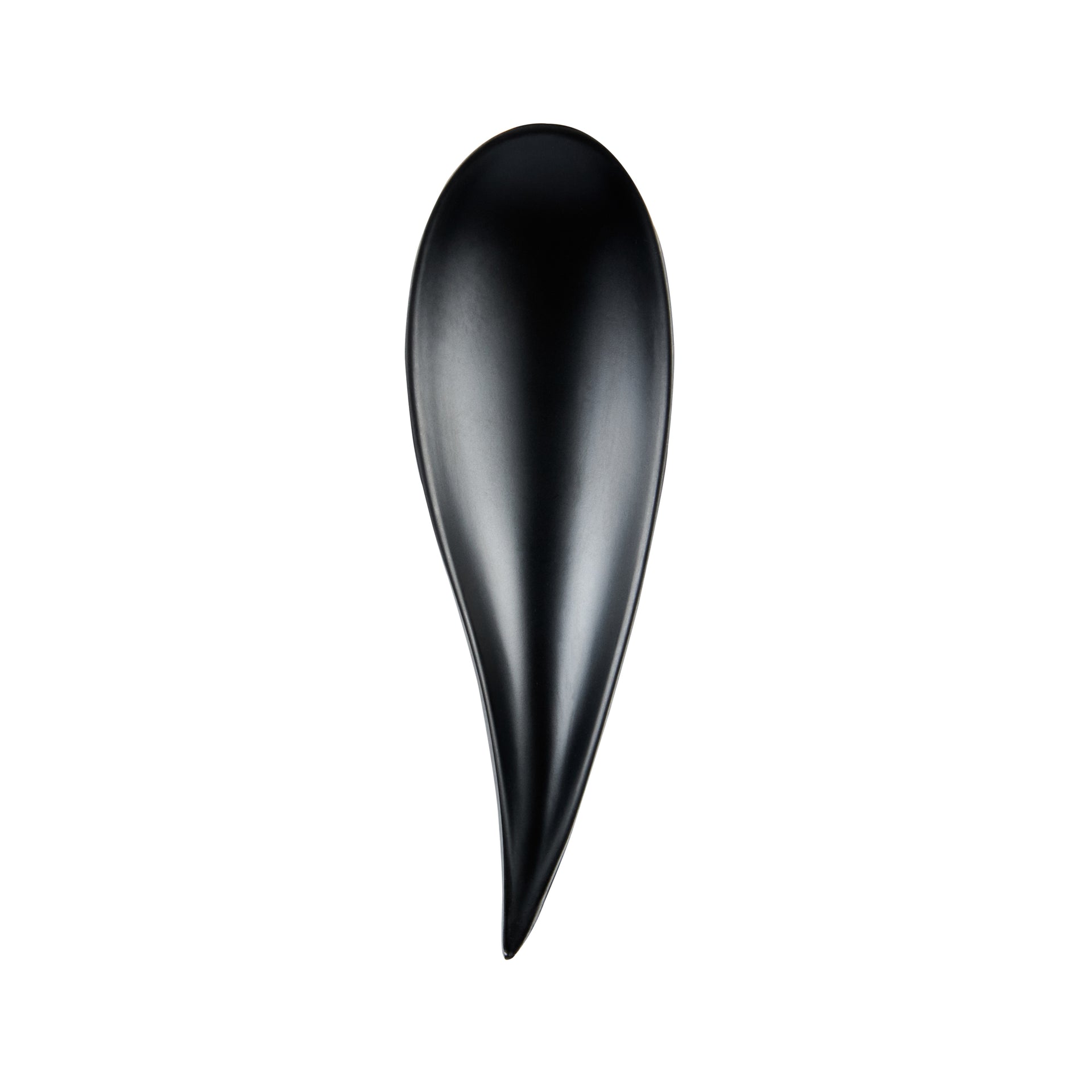 Voga Teardrop Black Melamine Tasting Spoon - Japonais, Moderna - 4 1/4" x 1 3/4" x 1 3/4" - 10 count box
