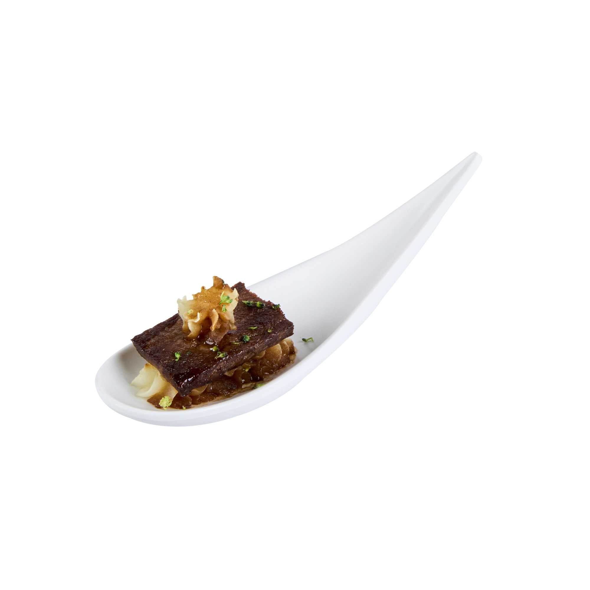 Voga Teardrop White Melamine Tasting Spoon - Japonais, Moderna - 4 1/4" x 1 3/4" x 1 3/4" - 360 count box