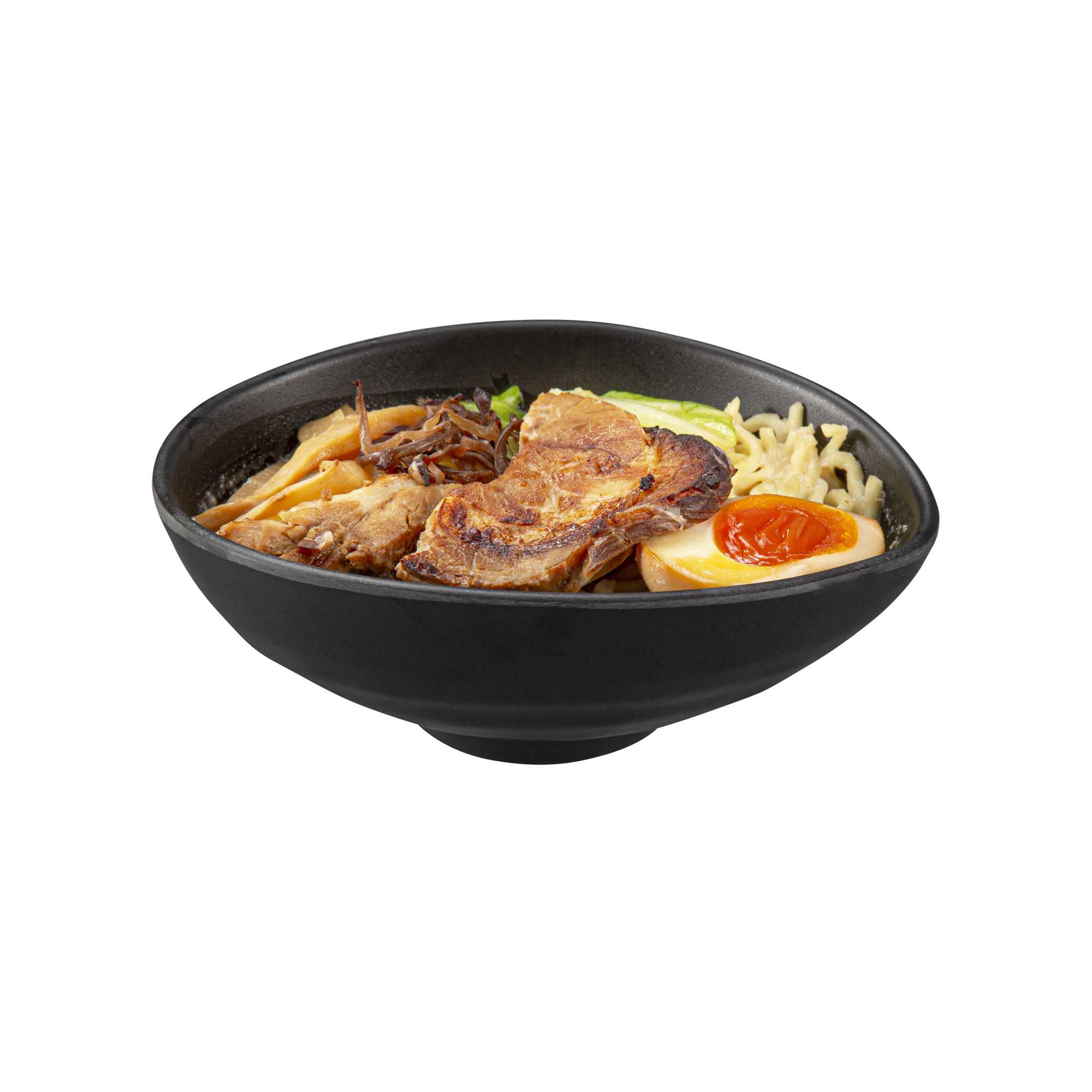 Voga 15 oz Round Black Melamine Freeform Small Bowl - Japonais, Black Stone - 7" x 5 1/2" x 2 1/2" - 2 count box