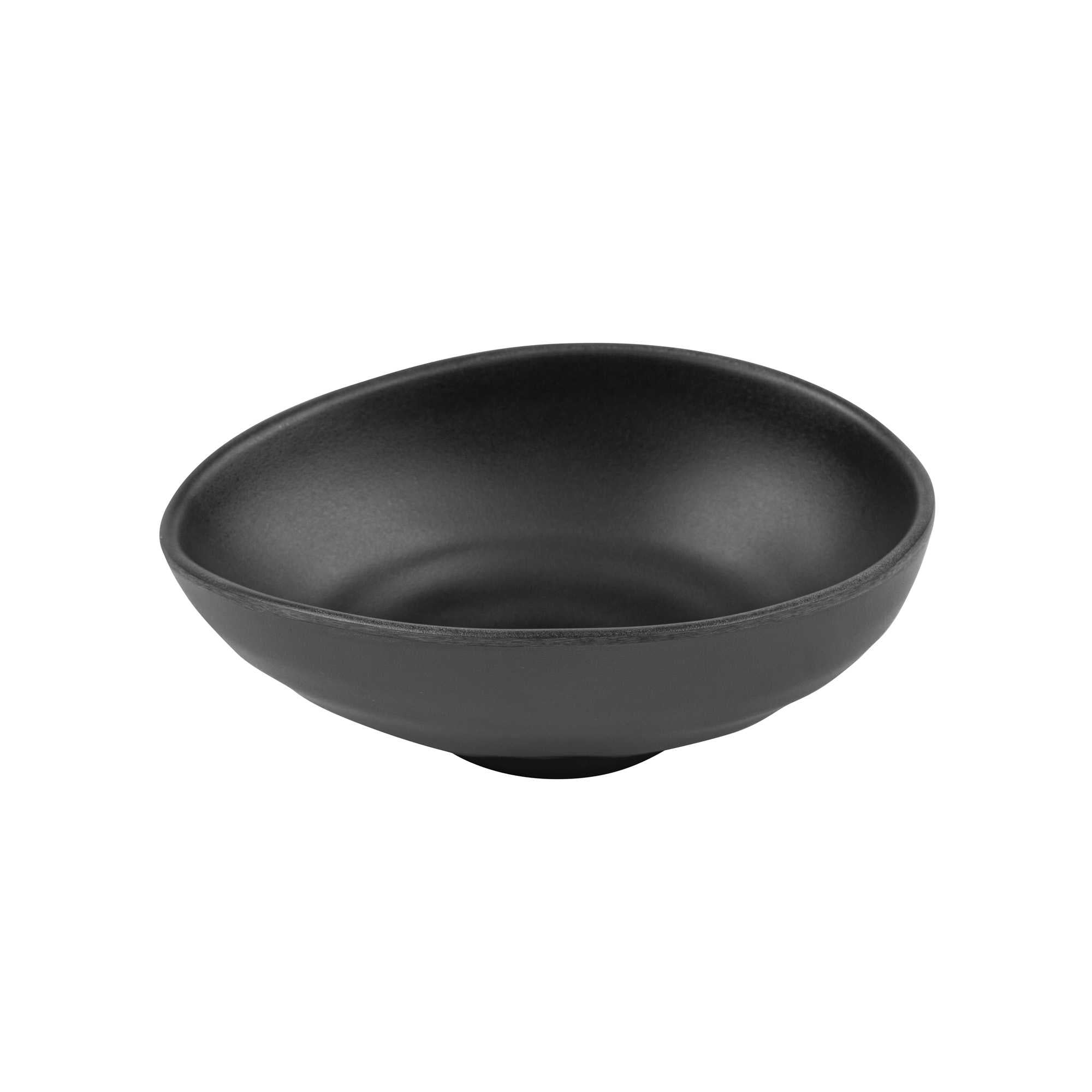Voga 44 oz Round Black Melamine Freeform Large Bowl - Japonais, Black Stone - 9 1/2" x 7 3/4" x 3 1/2" - 8 count box