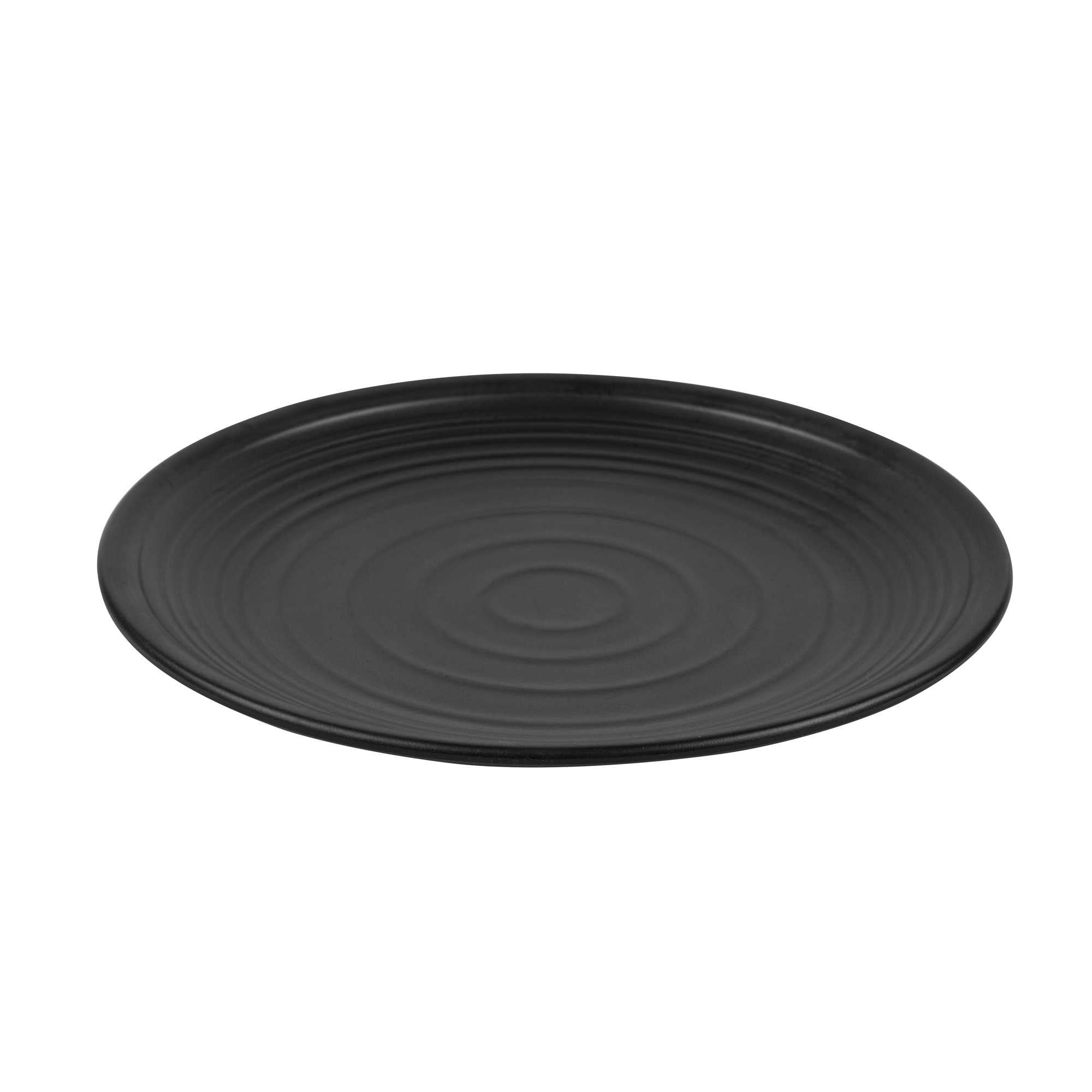 Voga Round Black Melamine Large Plate - Japonais, Black Stone - 12" x 12" x 1 1/4" - 10 count box