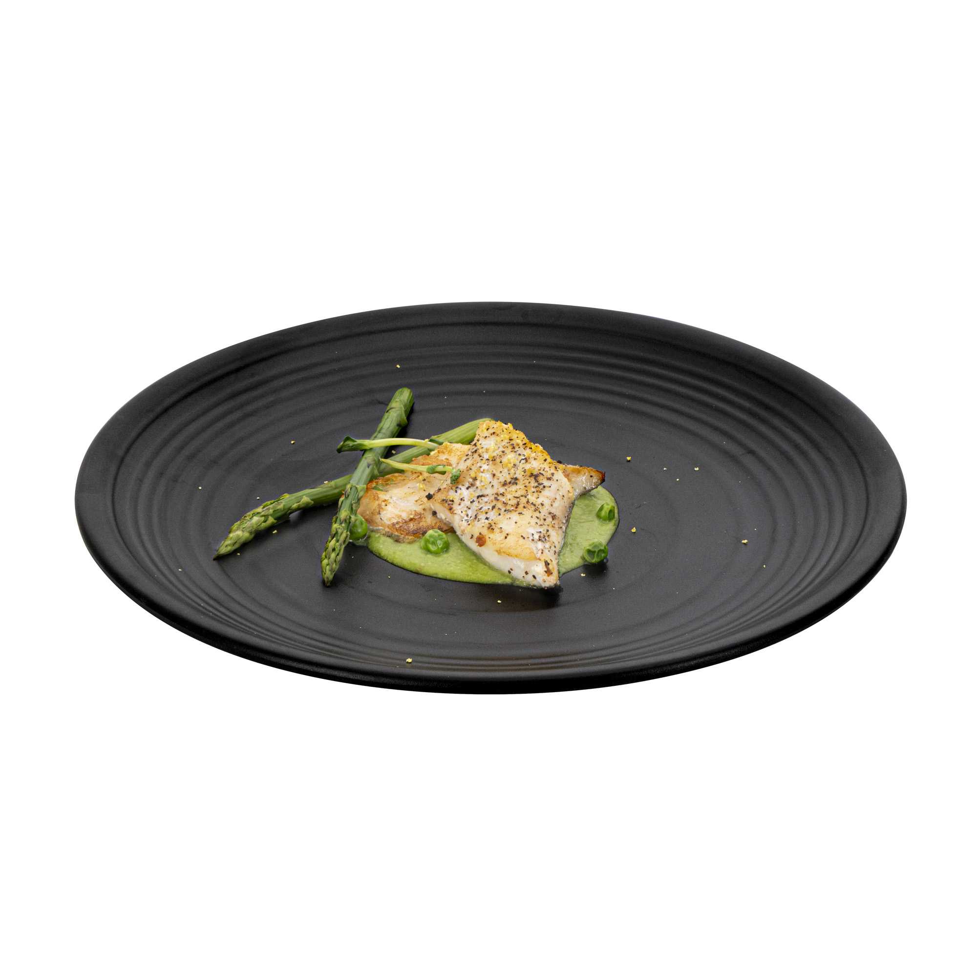 Voga Round Black Melamine Large Plate - Japonais, Black Stone - 12" x 12" x 1 1/4" - 10 count box