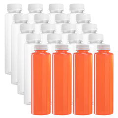 16 oz Round Clear Plastic Cold Pressed Juice Bottle - with Safety Cap - 2 1/4