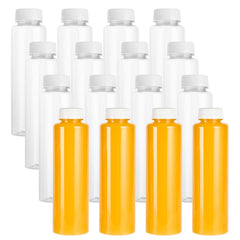 Bottle Tek 16 oz Round Clear Plastic Cold Pressed Juice Bottle - with Safety Cap - 2 1/4