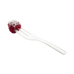 Pearl White Plastic Cake Fork with Knife Edge - 4