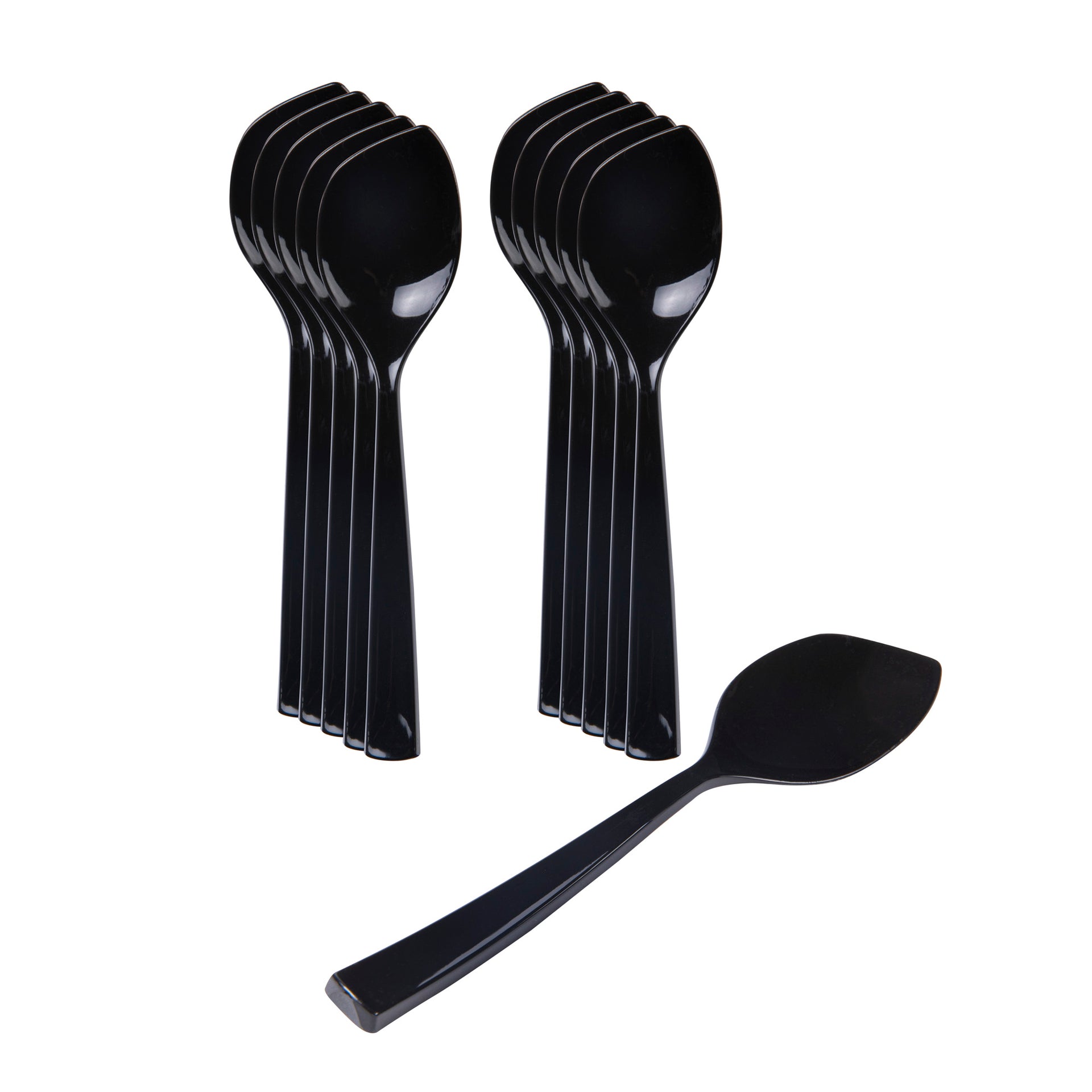 Coppetta Black Plastic Petal Spoon - 4 1/2" x 1" - 500 count box