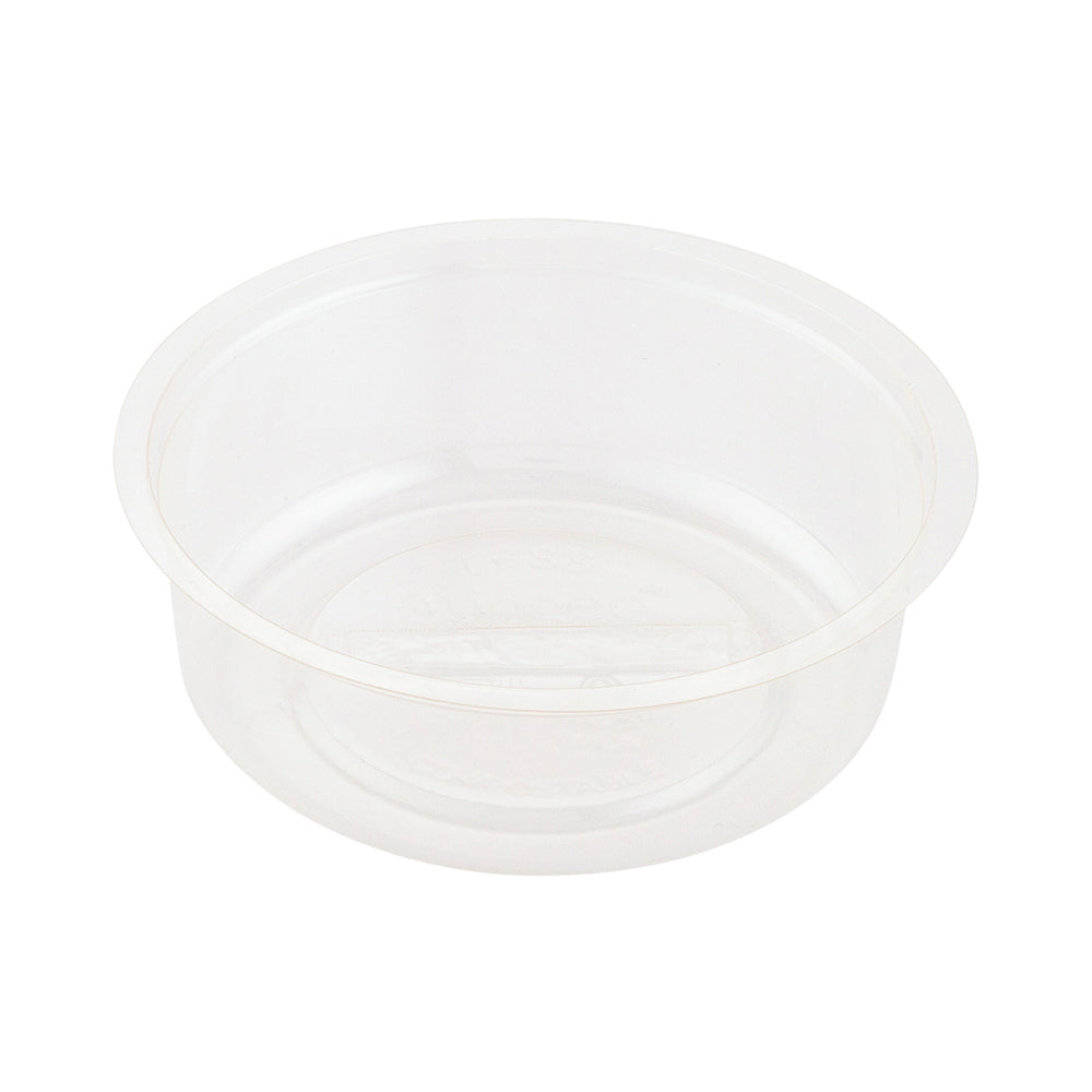 Sustain 4 oz Round Clear PLA Plastic Topping Cup - Compostable, Fits Drinking Cups - 3 1/2" x 3 1/2" x 1" - 1000 count box