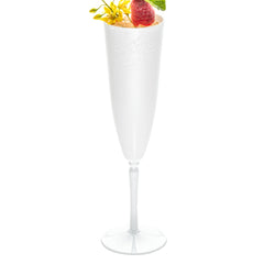 4 oz White Plastic Wedding Champagne Flute - 1-Piece - 2 1/4