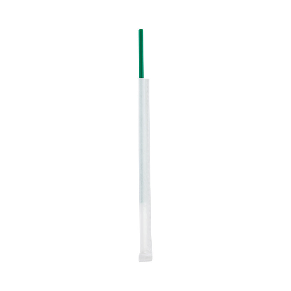 Basic Nature Green PLA Plastic Straw - Wrapped, Compostable - x 8 1/4" - 100 count box