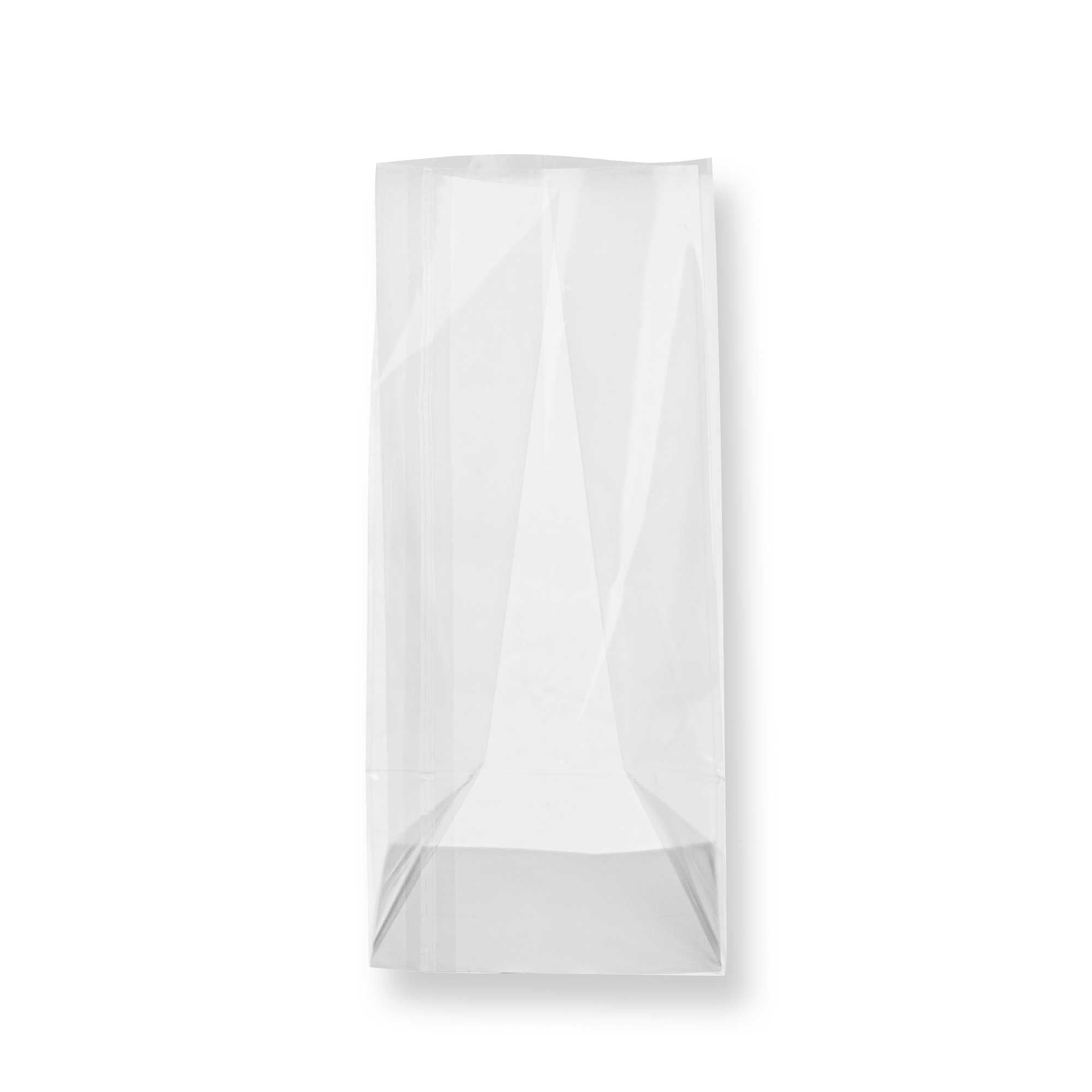 Bag Tek Clear Plastic Gusset Bag - Flat Bottom, Paper Insert, Heat Sealable - 4" x 4" x 9" - 1000 count box