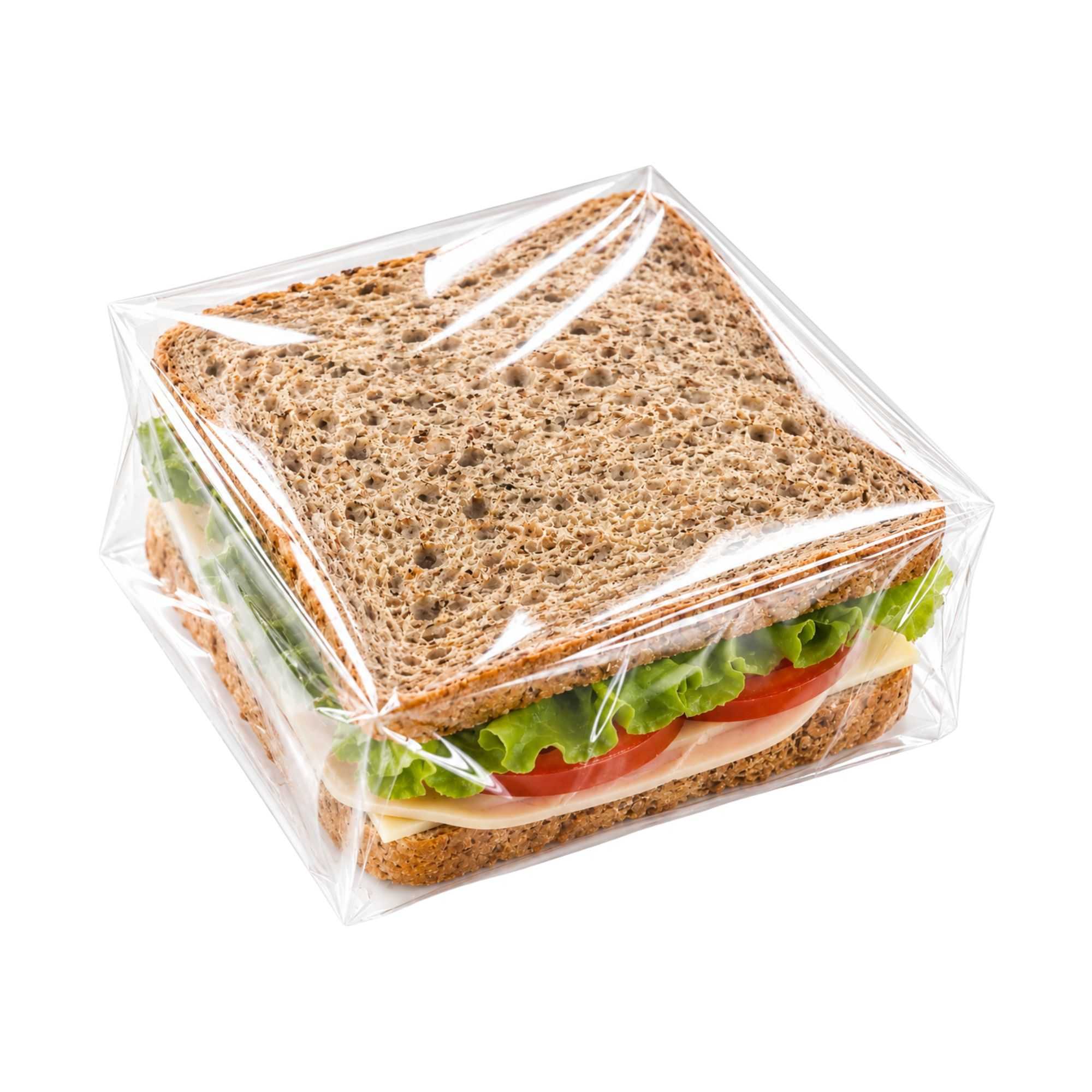 Chef 101 Clear Plastic Sandwich Wrap - High Clarity - 7" x 7" - 100 count box