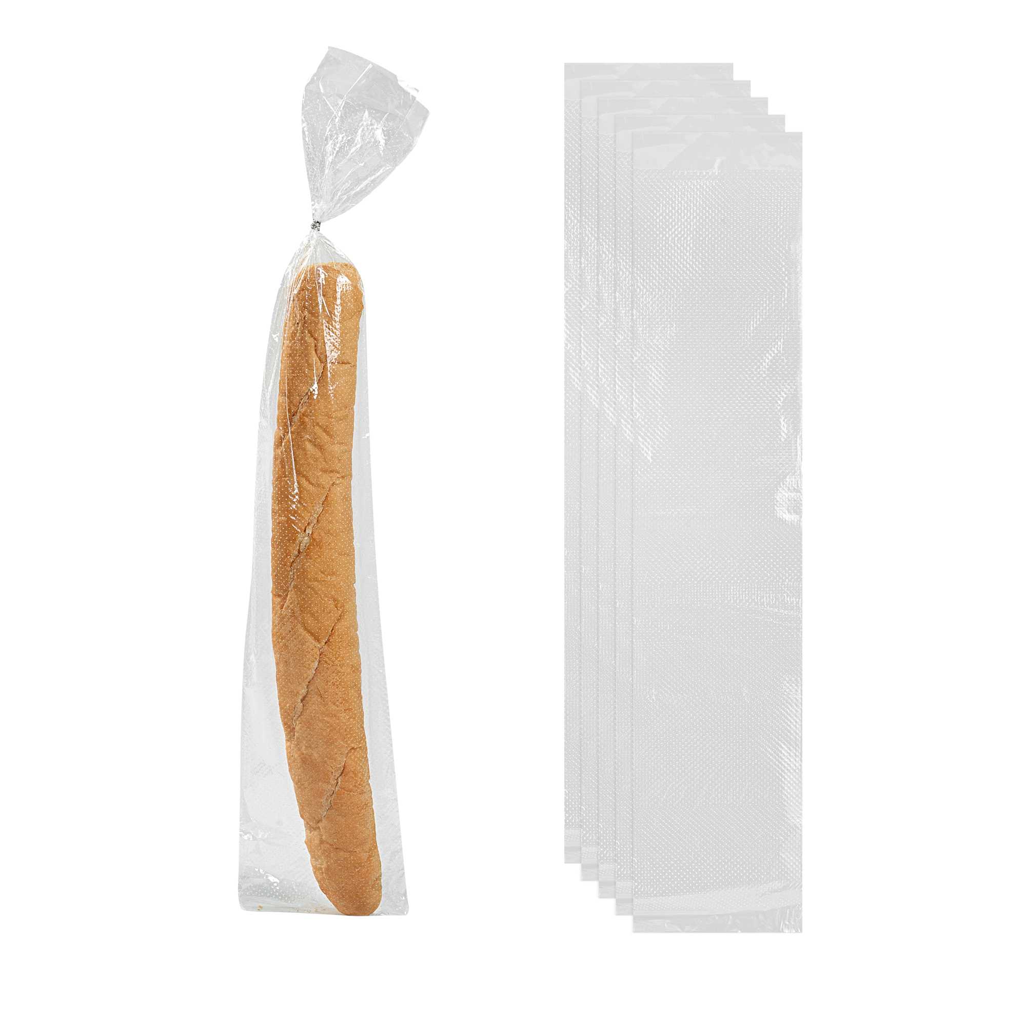 Bag Tek Clear Plastic Bread Bag - Micro-Perforated, with Wicket Dispenser - 28" x 6" - 250 count box