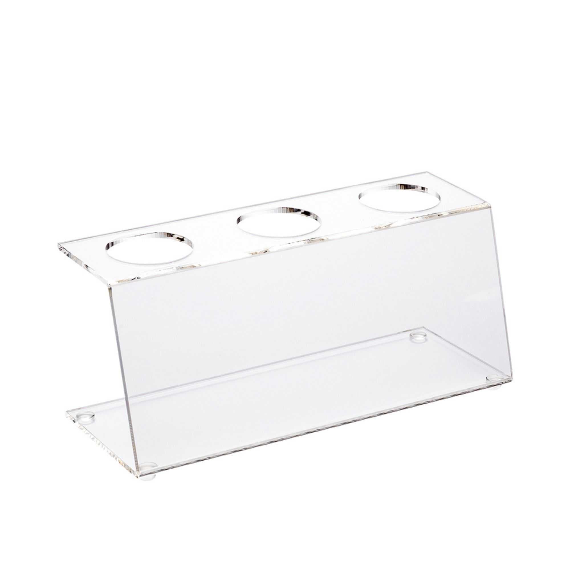 Clear Tek Clear Acrylic Ice Cream Cone Stand - 3 slots - 7" x 2 3/4" x 3 1/4" - 1 count box