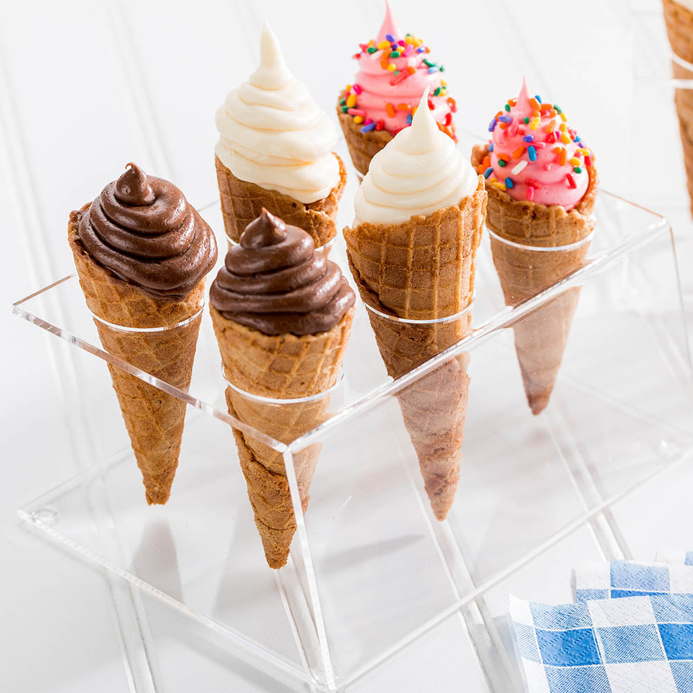Clear Tek Clear Acrylic Ice Cream Cone Stand - 6 slots - 7" x 5" x 3 1/4" - 1 count box