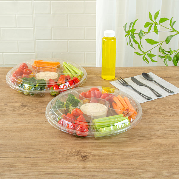 Thermo Tek Round Clear Plastic Serving Platter with Lid,