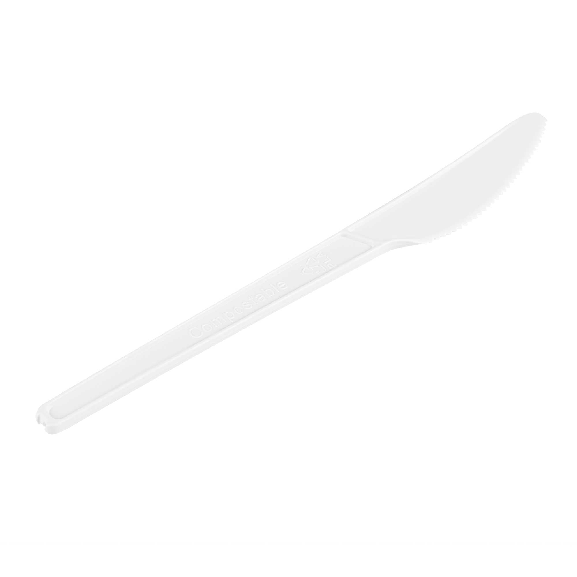 Basic Nature White CPLA Plastic Knife - Heat-Resistant, Compostable - 6 1/2" x 1/2" - 250 count box