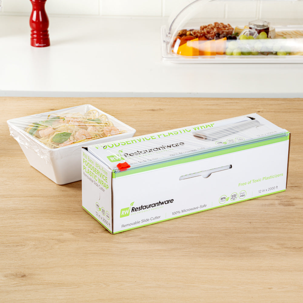 Chef 101 Clear Plastic Foodservice Food Wrap - BPA-Free, Microwave-Safe - 12" x 2000' - 1 count box