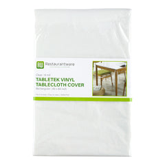 Table Tek Rectangle Clear Plastic Tablecloth Cover - 6 mil Thick - 84