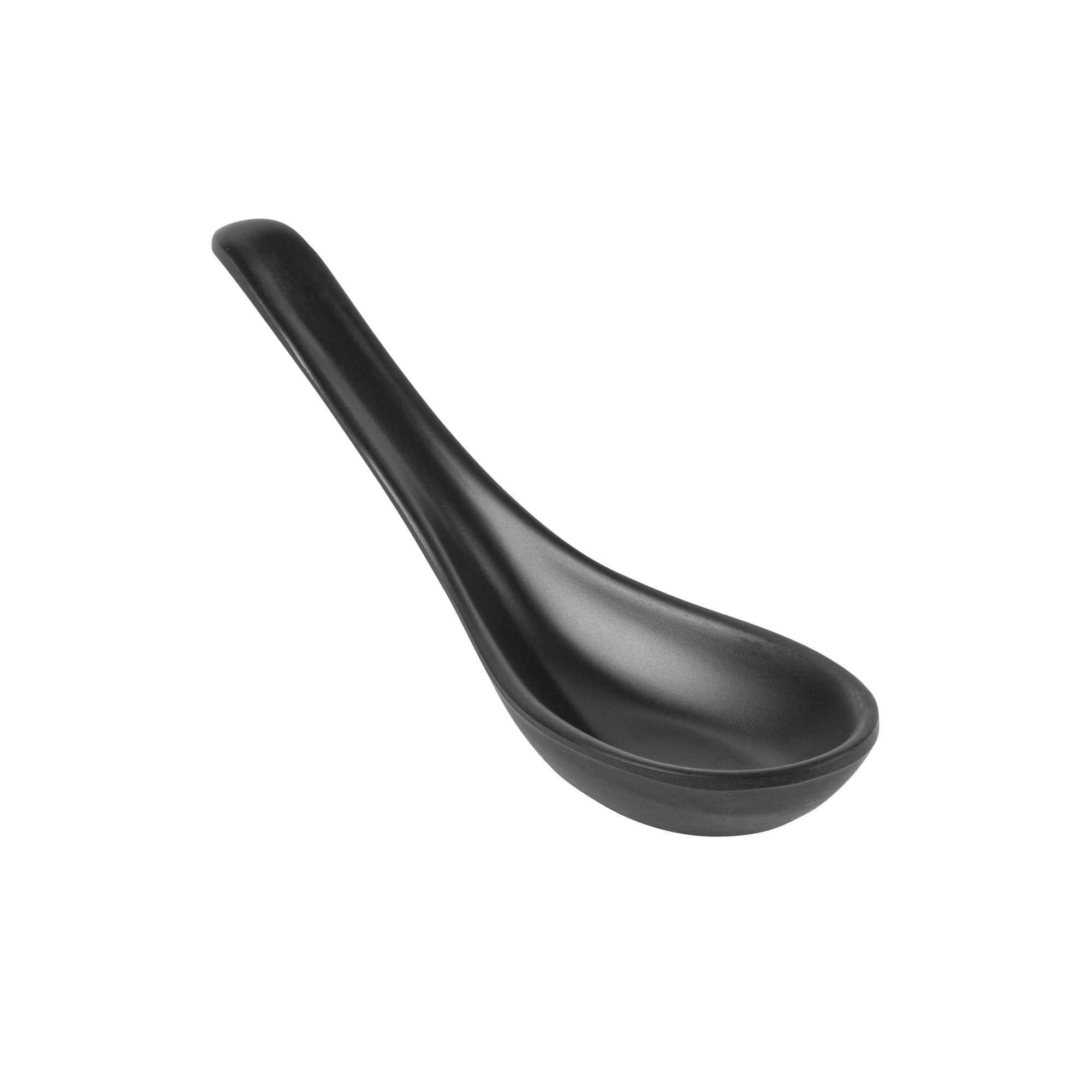 Voga 1 oz Black Melamine Tasting Spoon - Japonais, Curva - 5 3/4" x 1 1/2" x 1" - 10 count box