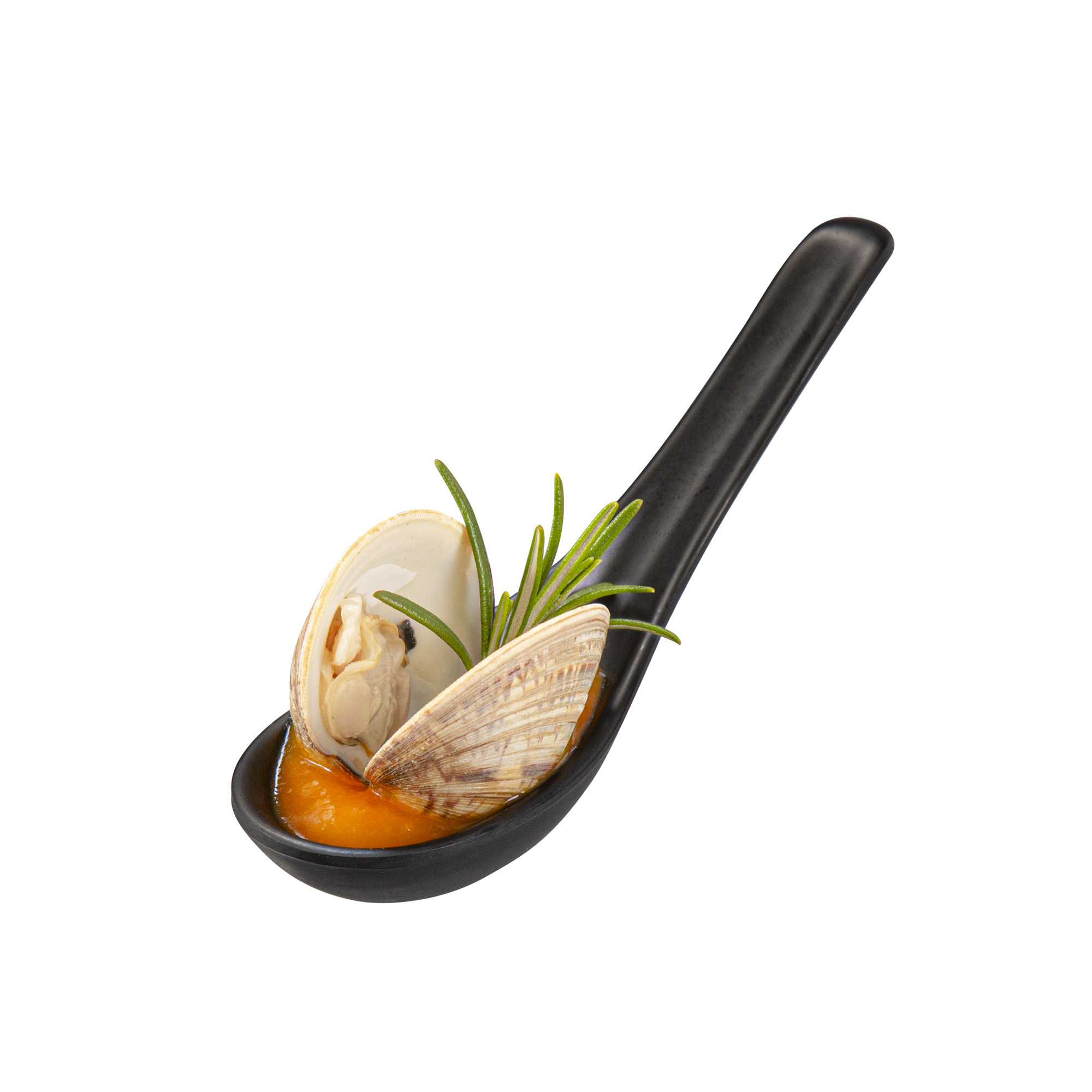 Voga 1 oz Black Melamine Tasting Spoon - Japonais, Curva - 5 3/4" x 1 1/2" x 1" - 10 count box