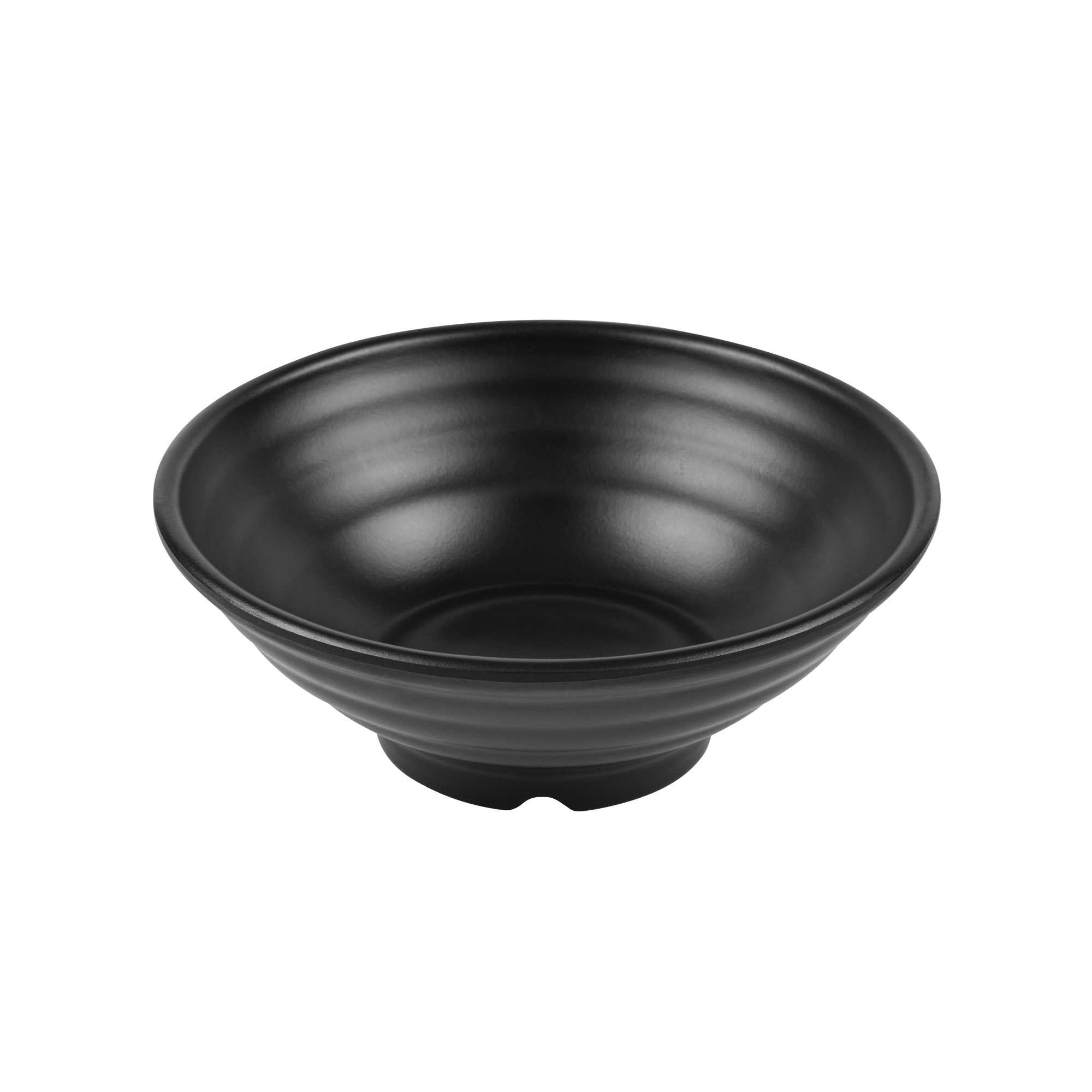 Voga 27 oz Round Black Melamine Large Bowl - Japonais, Faux Stone - 7 3/4" x 7 3/4" x 3" - 2 count box