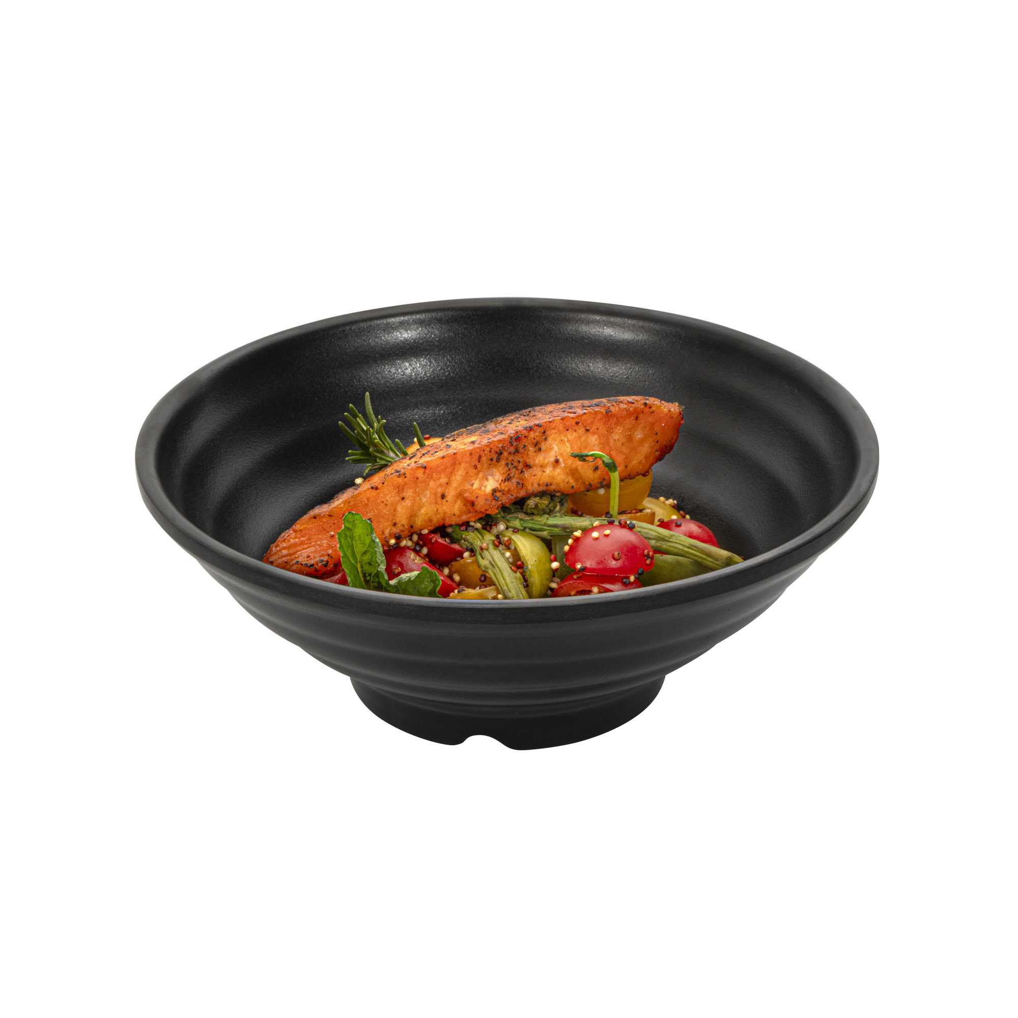 Voga 42 oz Round Black Melamine Extra Large Bowl - Japonais, Faux Stone - 8 3/4" x 8 3/4" x 3 1/4" - 2 count box