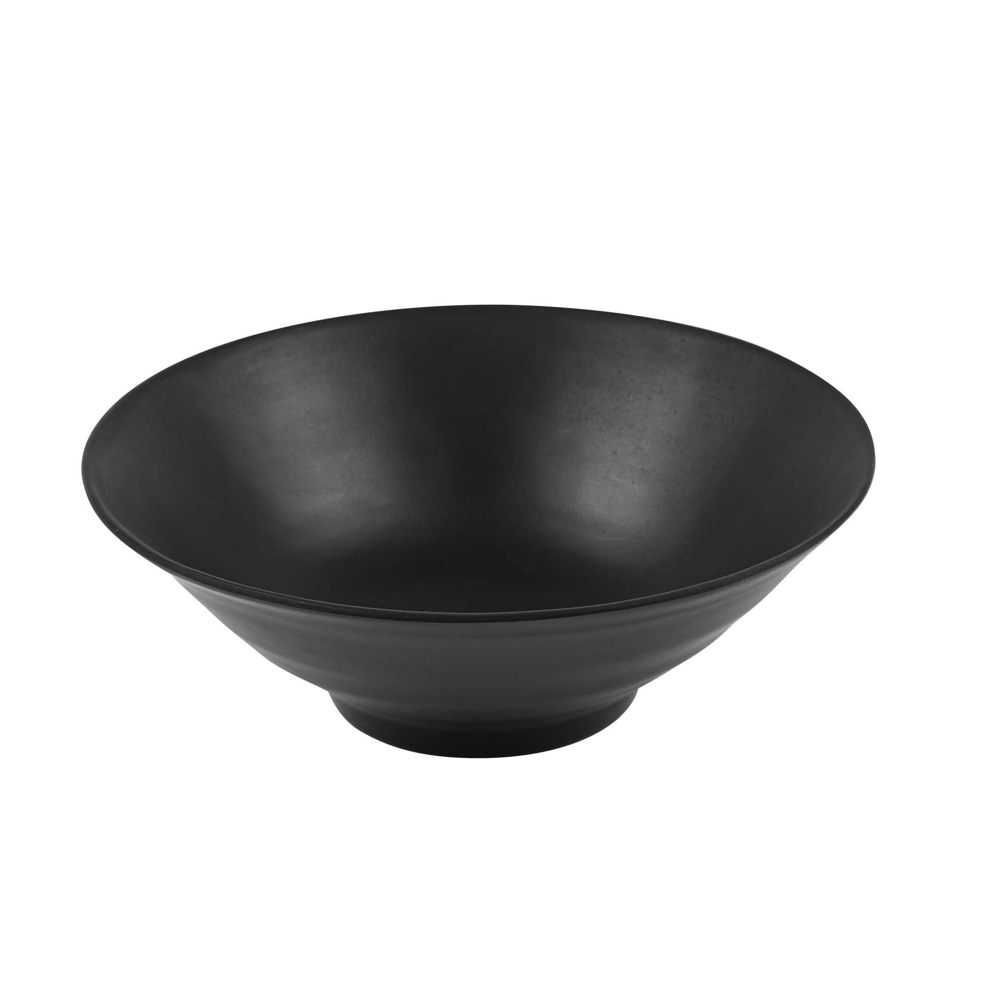Voga 37 oz Round Black Melamine Serving Bowl - Japonais, Faux Slate - 9 3/4" x 9 3/4" x 3 1/4" - 2 count box