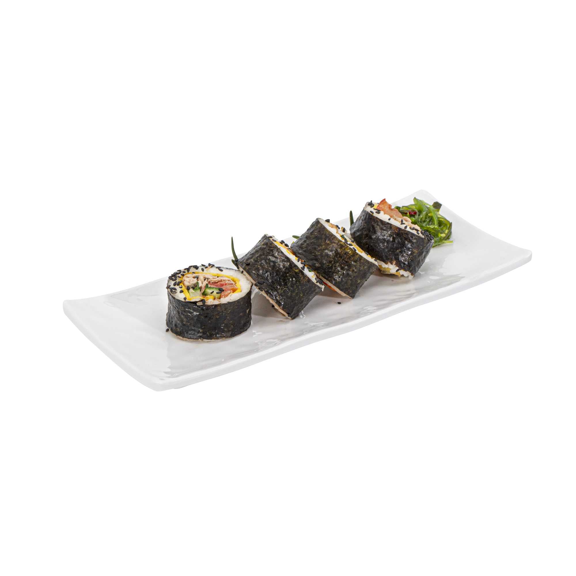 Voga Rectangle White Melamine Plate - Japonais - 10 1/2" x 4 1/2" x 1" - 56 count box