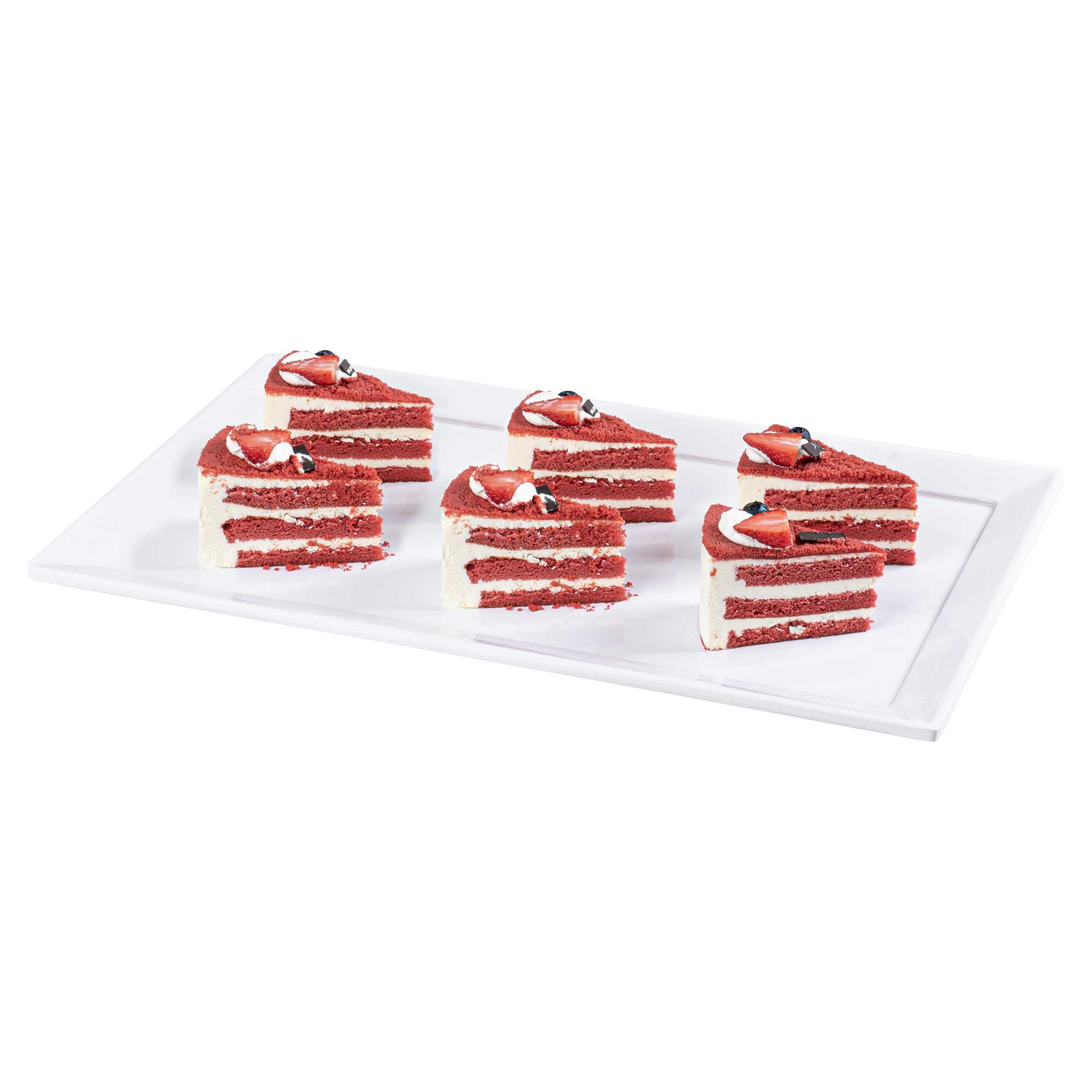 Voga Rectangle White Melamine Large Serving Tray - Classic - 20 3/4" x 12 1/2" x 1" - 8 count box