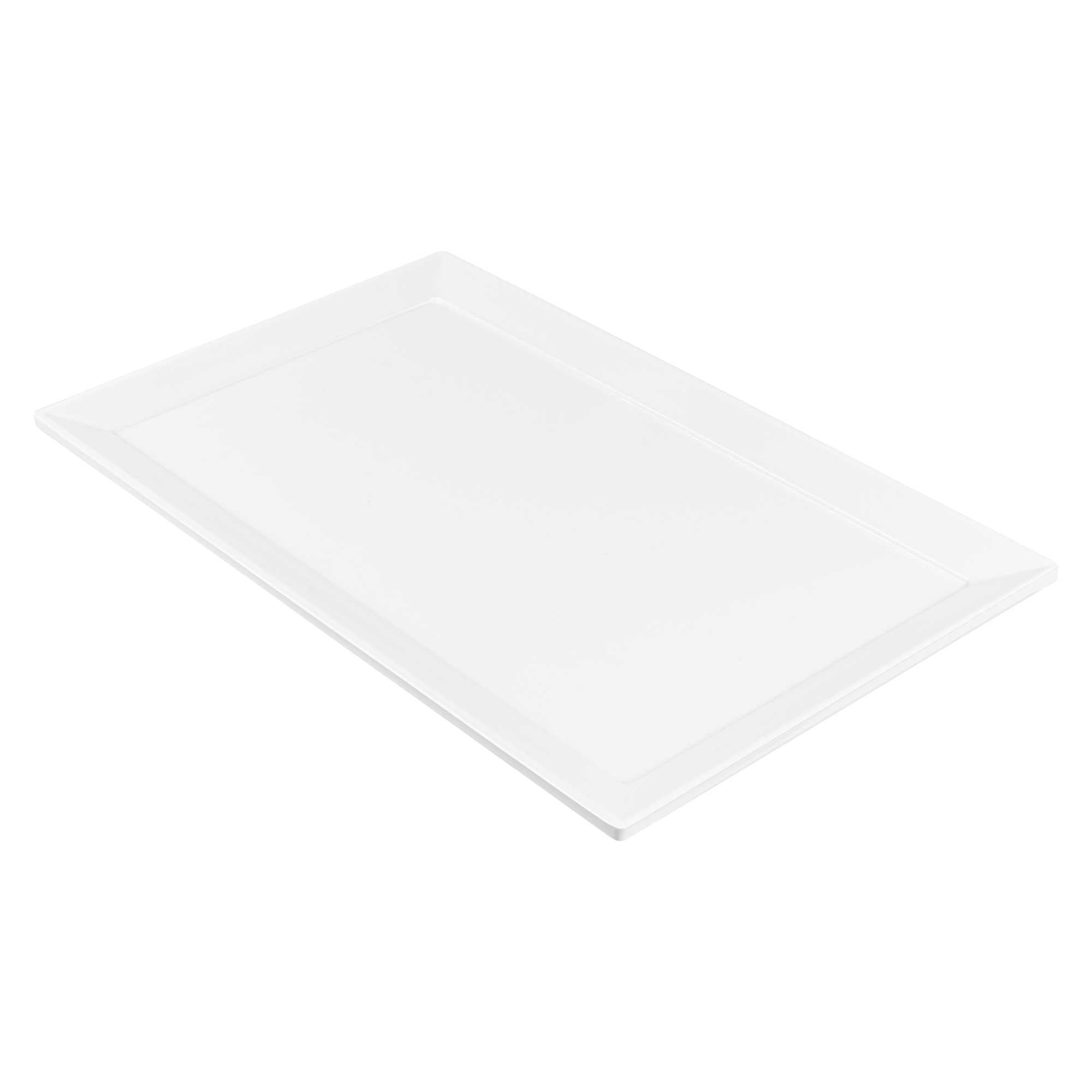 Voga Rectangle White Melamine Large Serving Tray - Classic - 20 3/4" x 12 1/2" x 1" - 8 count box