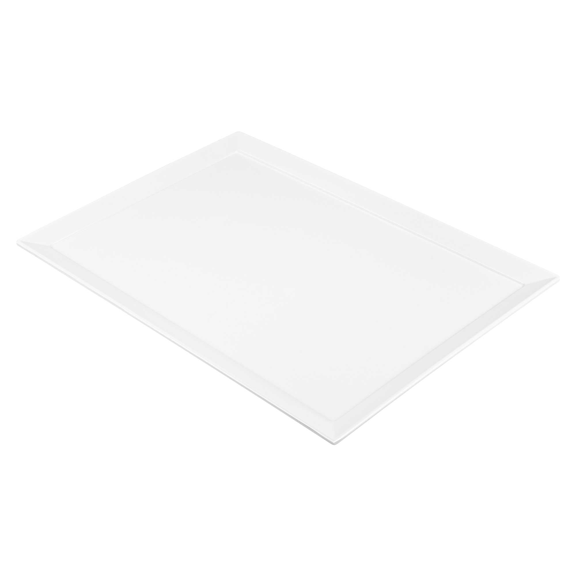 Voga Rectangle White Melamine Extra Large Serving Tray - Classic - 25 6/2" x 17 3/4" x 1" - 6 count box